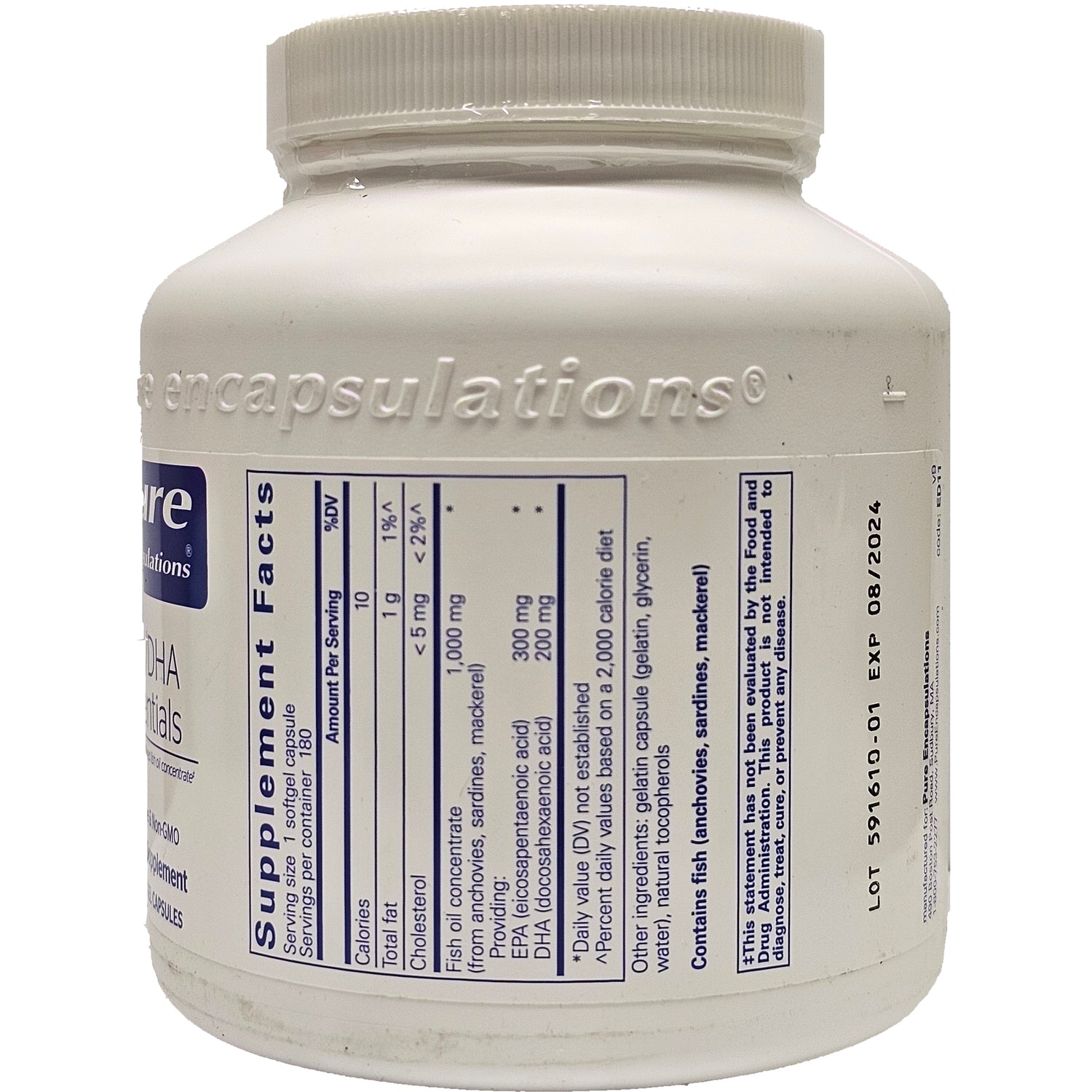 PRN045 | back label of white supplement bottle showing Supplement Facts panel and lot EXP 08/2024