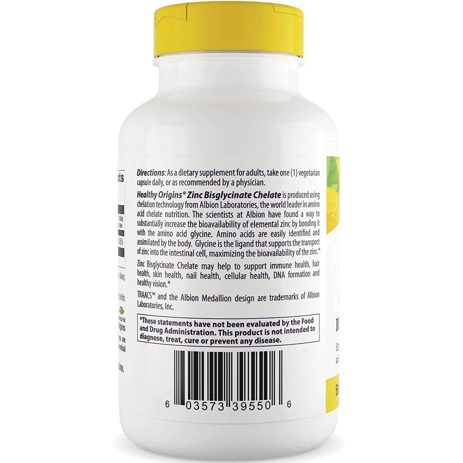 HRG192 | Back label of supplement bottle showing directions, ingredient description and barcode