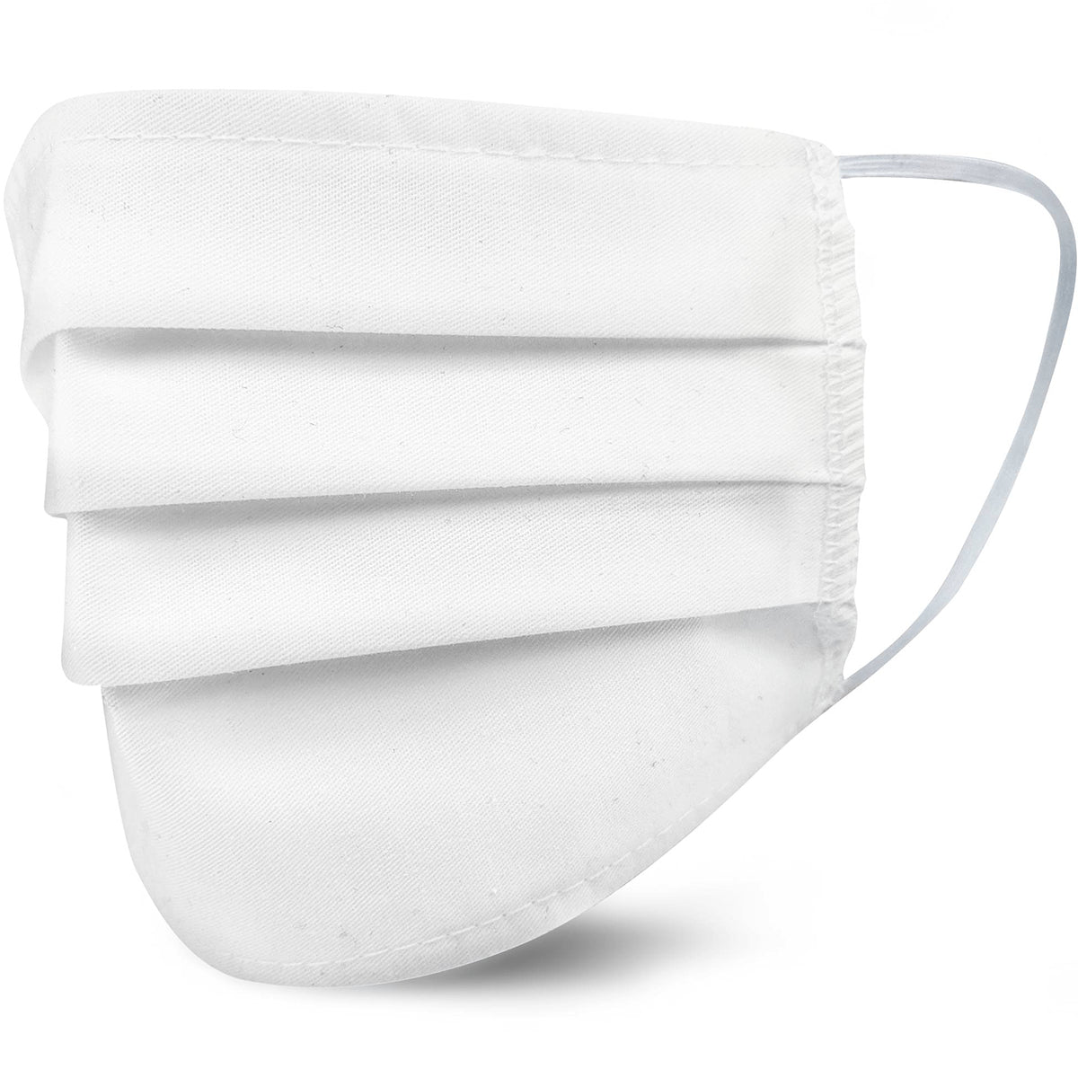 NGN001 | White pleated face mask front view with elastic ear loop