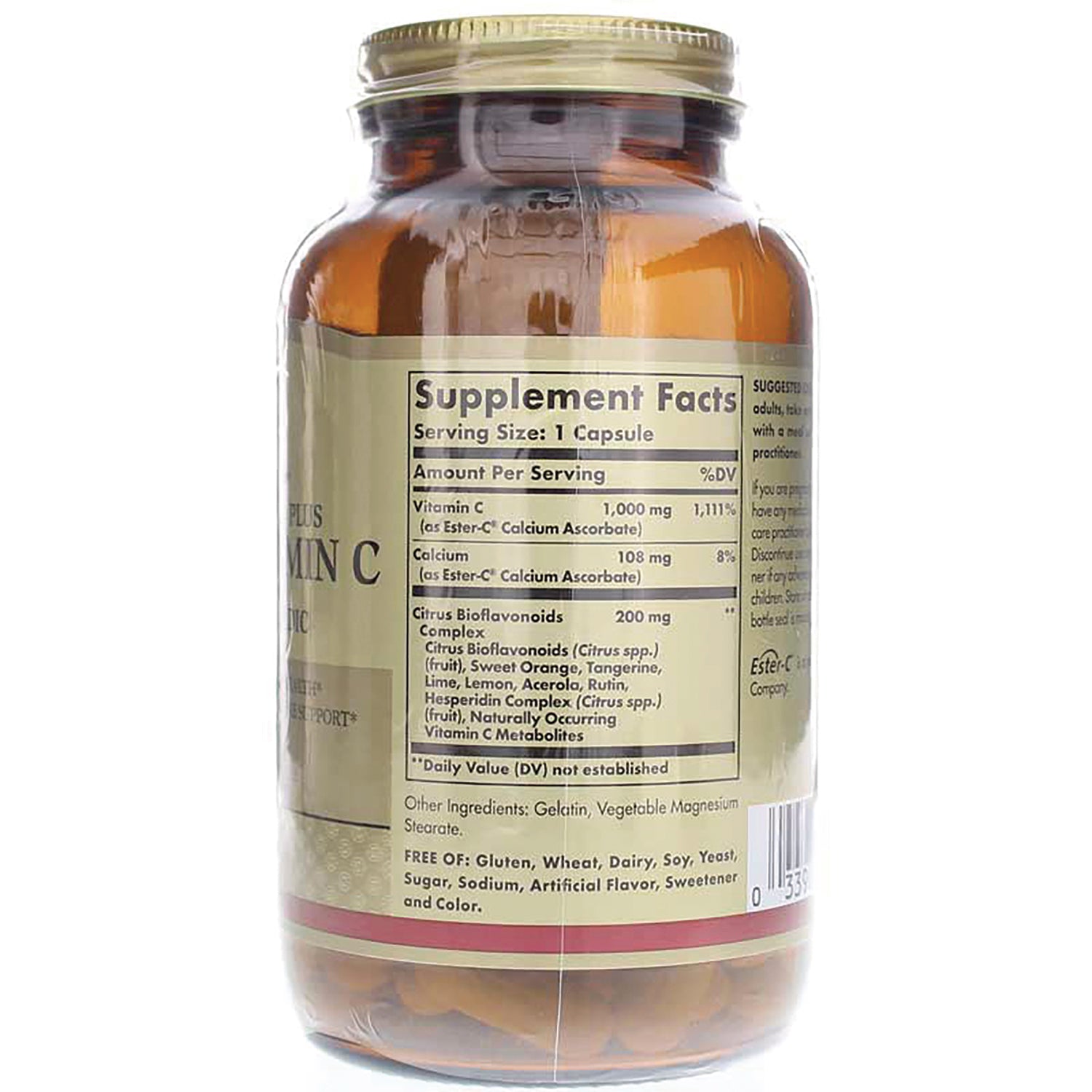 SLG378 | Supplement bottle back showing Supplement Facts panel, ingredients and barcode