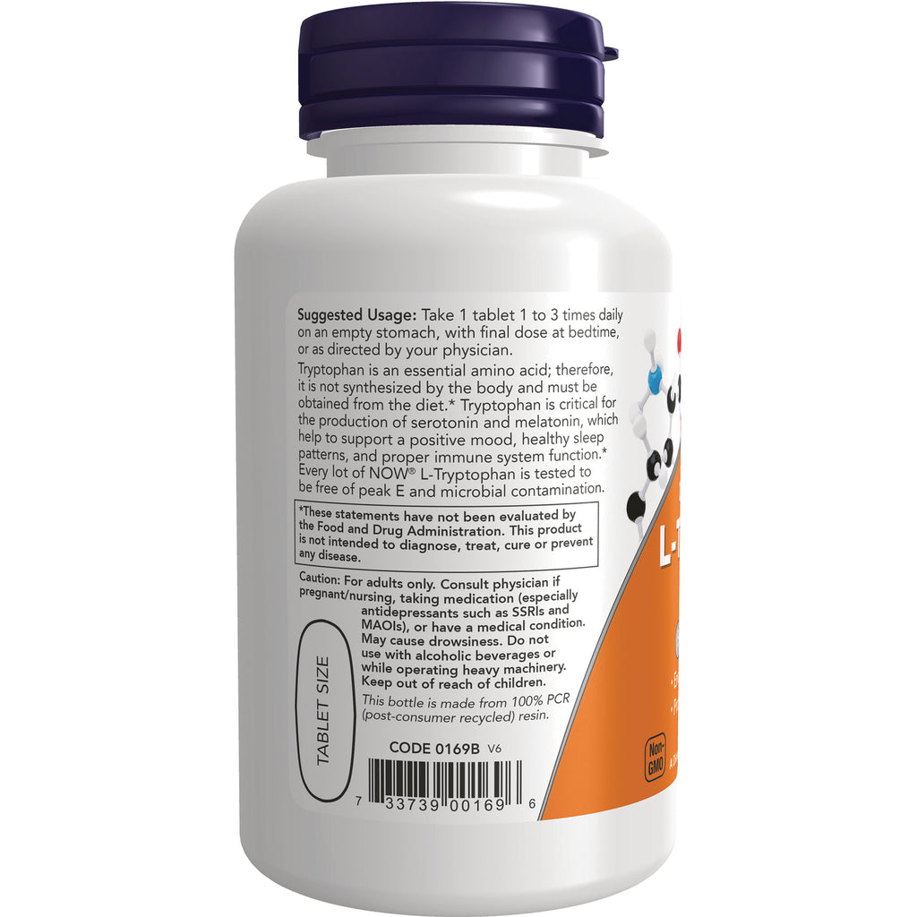 NWF253 | back label of white supplement bottle showing suggested usage, cautions, tablet size and barcode - Thumbnail
