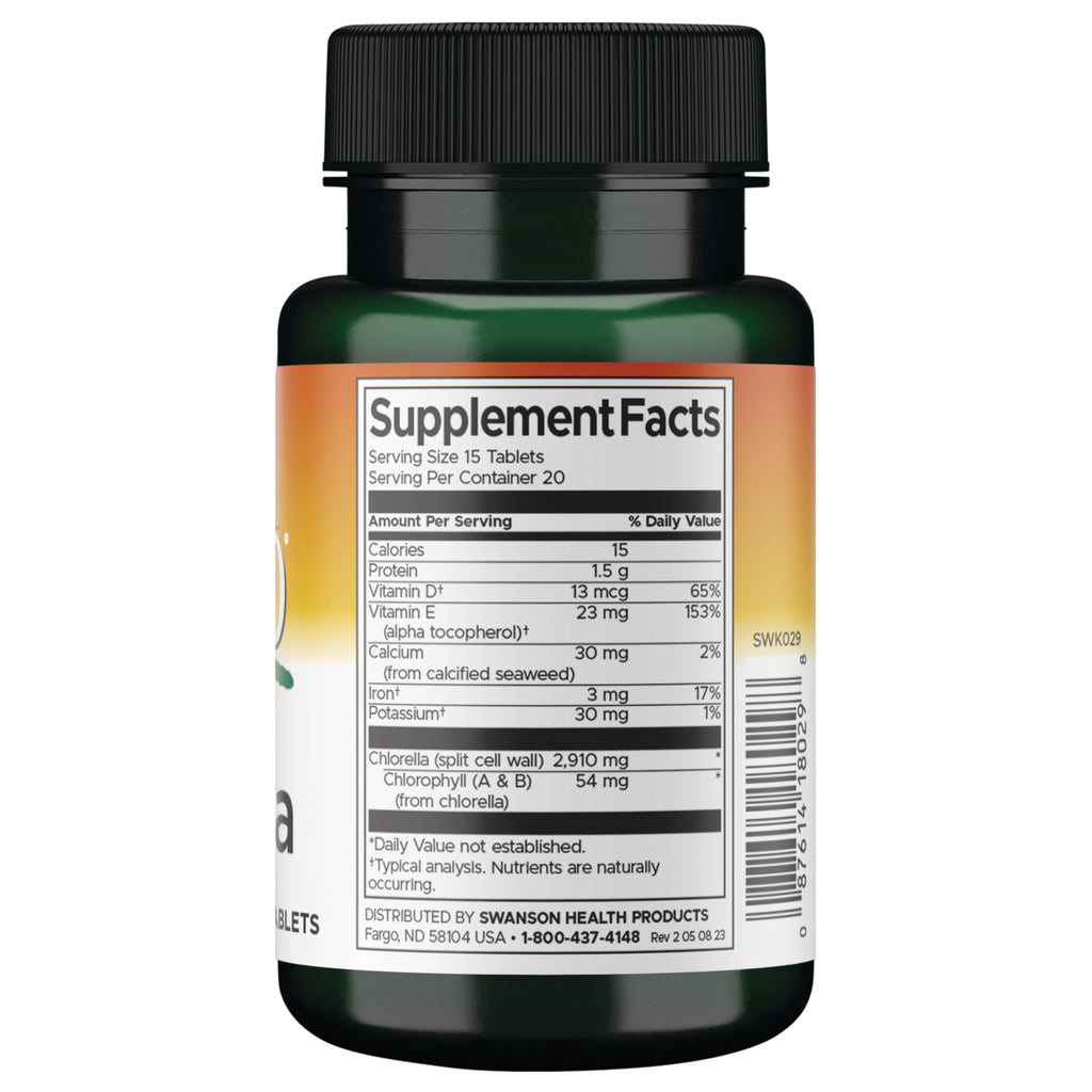 SWK029 | Back of supplement bottle with Supplement Facts panel and barcode - Thumbnail