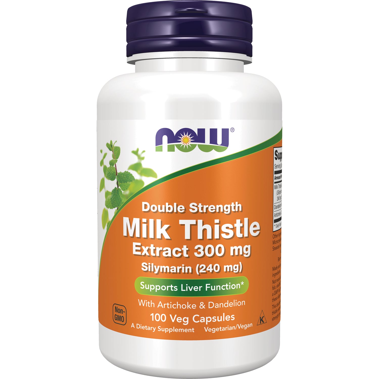 NWF092 | NOW Double Strength Milk Thistle Extract 300 mg bottle, 100 veg capsules, supports liver function