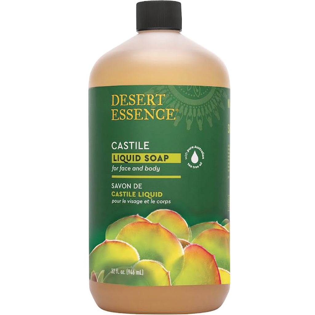 DST072 | Desert Essence Castile liquid soap 32 fl oz bottle label reading Castile Liquid Soap for face and body - Thumbnail
