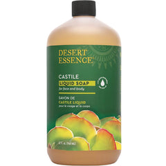 DST072 | Desert Essence Castile liquid soap 32 fl oz bottle label reading Castile Liquid Soap for face and body
