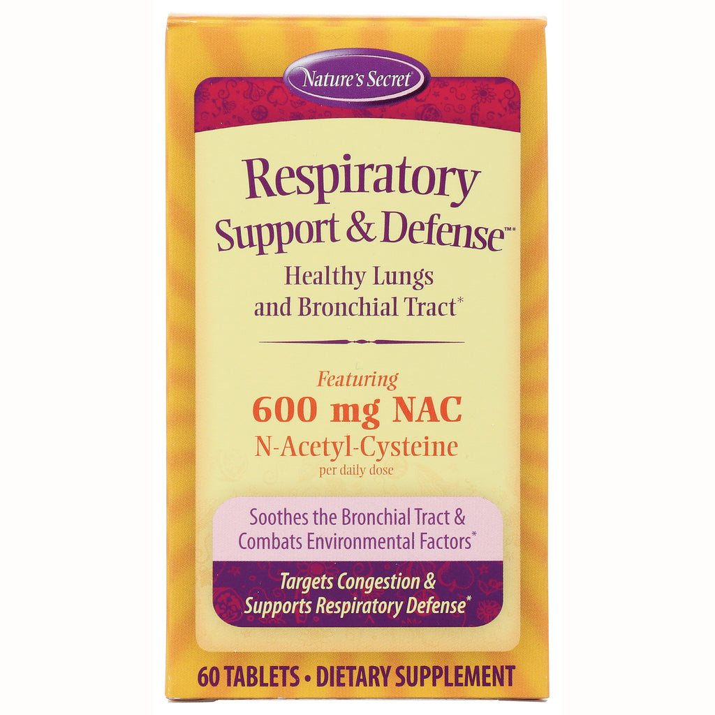NTS25 | Nature's Secret Respiratory Support & Defense front box showing 600 mg NAC and 60 tablets - Thumbnail