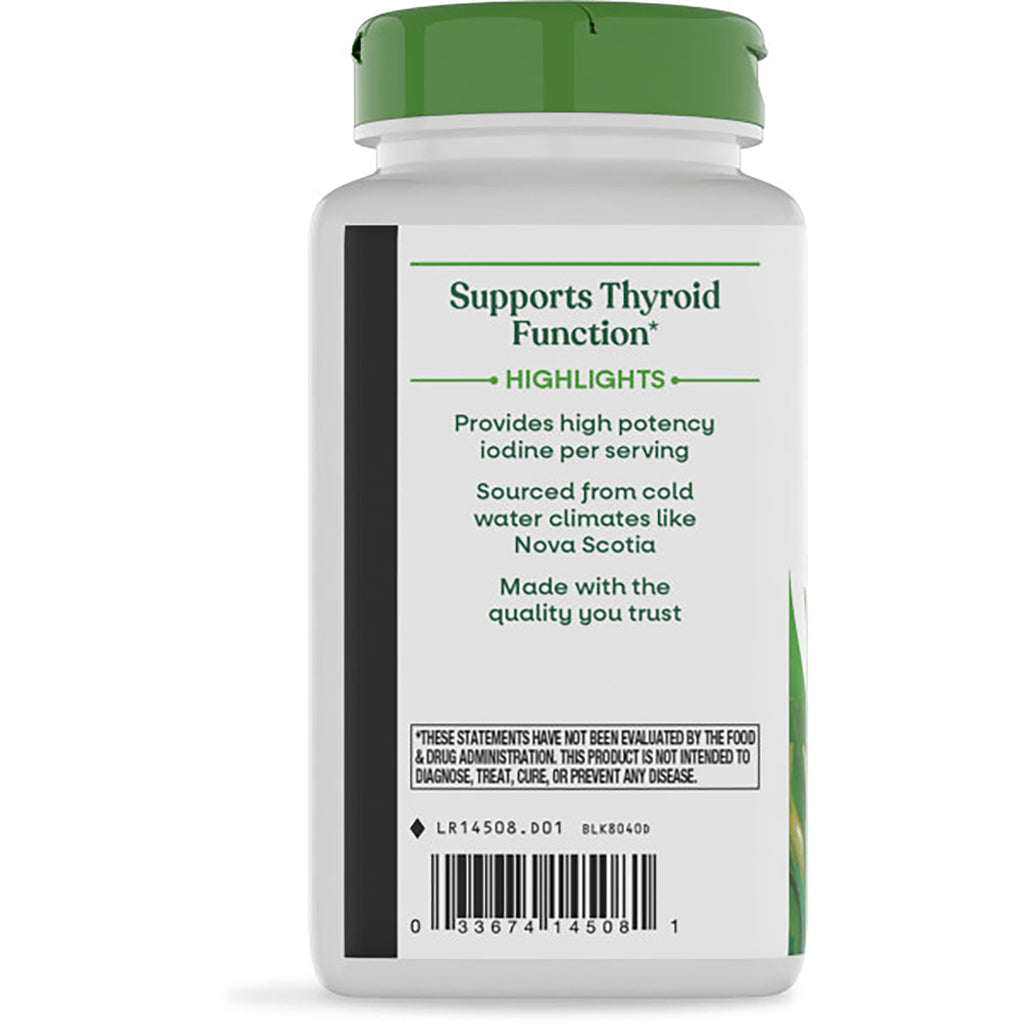 NW490 | Back label of white supplement bottle with green cap reading 'Supports Thyroid Function' and barcode - Thumbnail