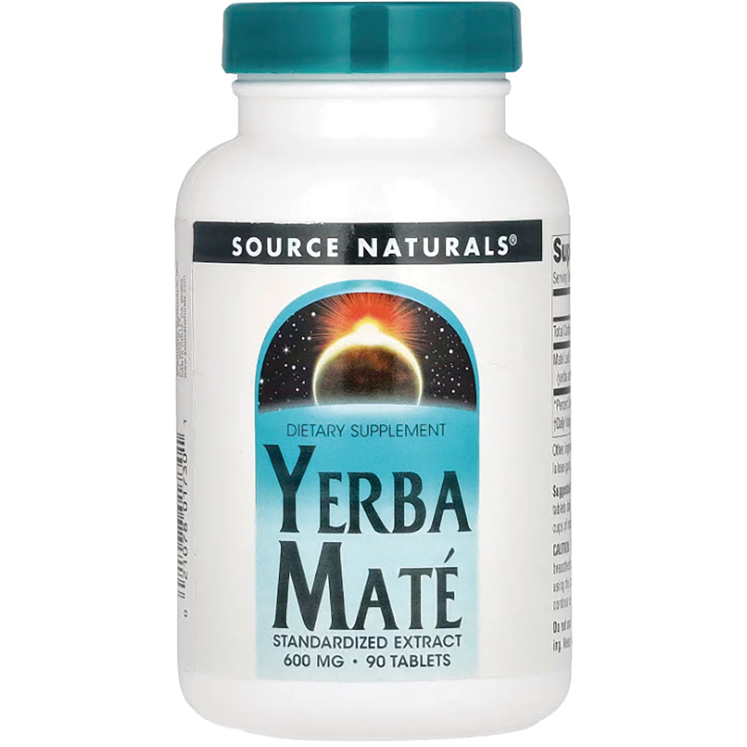 SN542 | Source Naturals Yerba Mat standardized extract dietary supplement, 600 mg, 90 tablets
