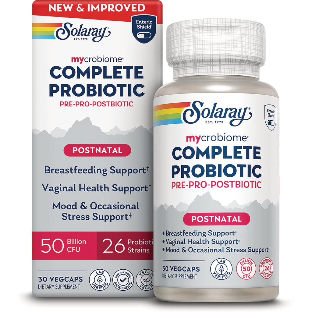 SLR531 | Solaray mycrobiome Complete Probiotic postnatal bottle and box, 30 vegcaps, 50 billion CFU - Thumbnail