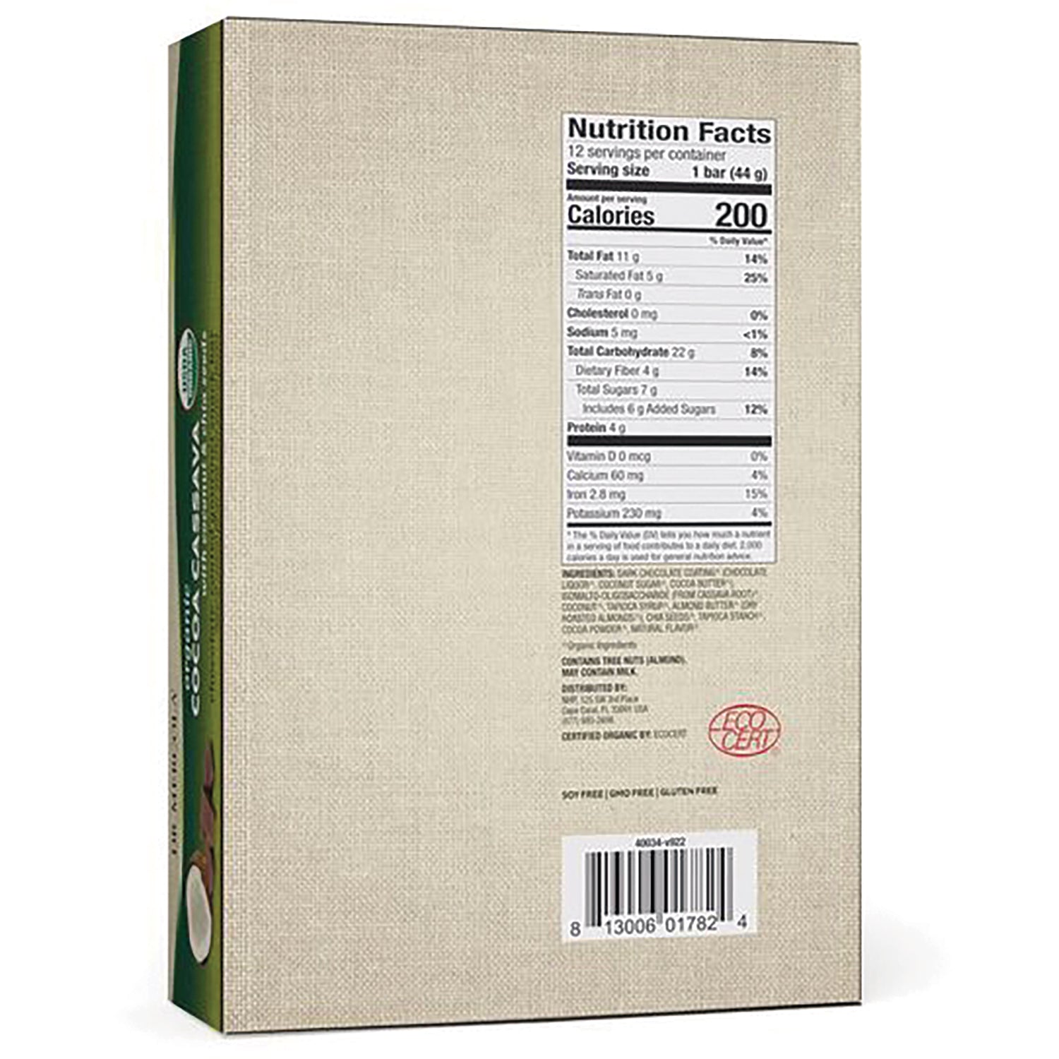 MRC089 | back of beige product box showing Nutrition Facts panel, ingredient text and barcode