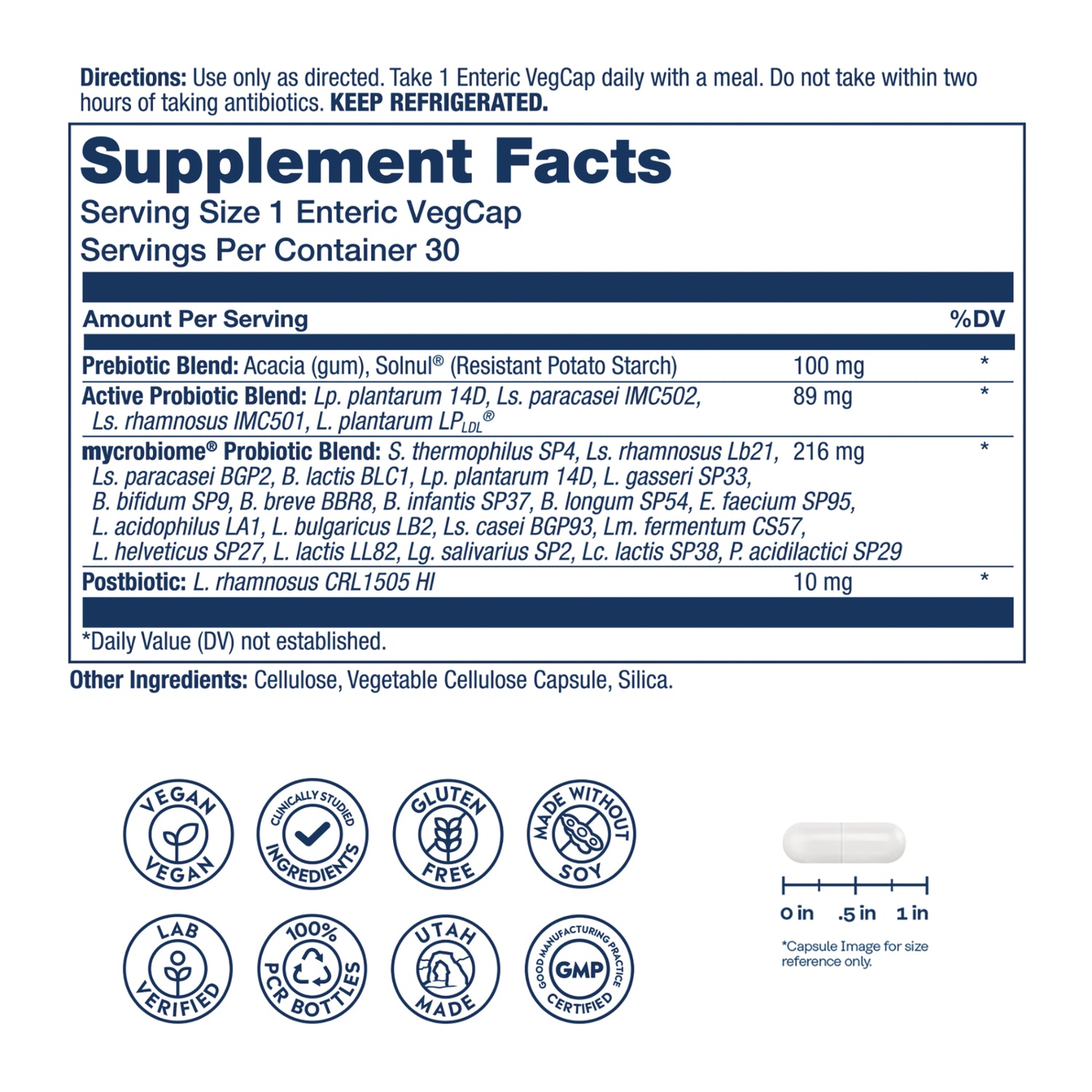 SLR532 | Back label Supplement Facts with directions, other ingredients, and certification icons
