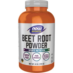 NWF1343 | NOW Sports Beet Root Powder jar, front label showing Super Food, Pure Powder, 12 oz