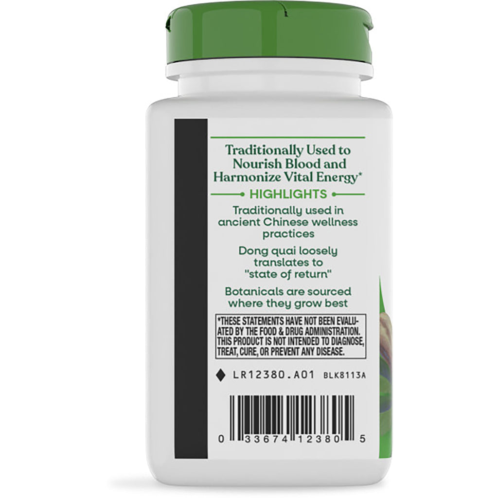 NW130 | Back label of white supplement bottle with 'Highlights' text about nourishing blood and a barcode - Thumbnail