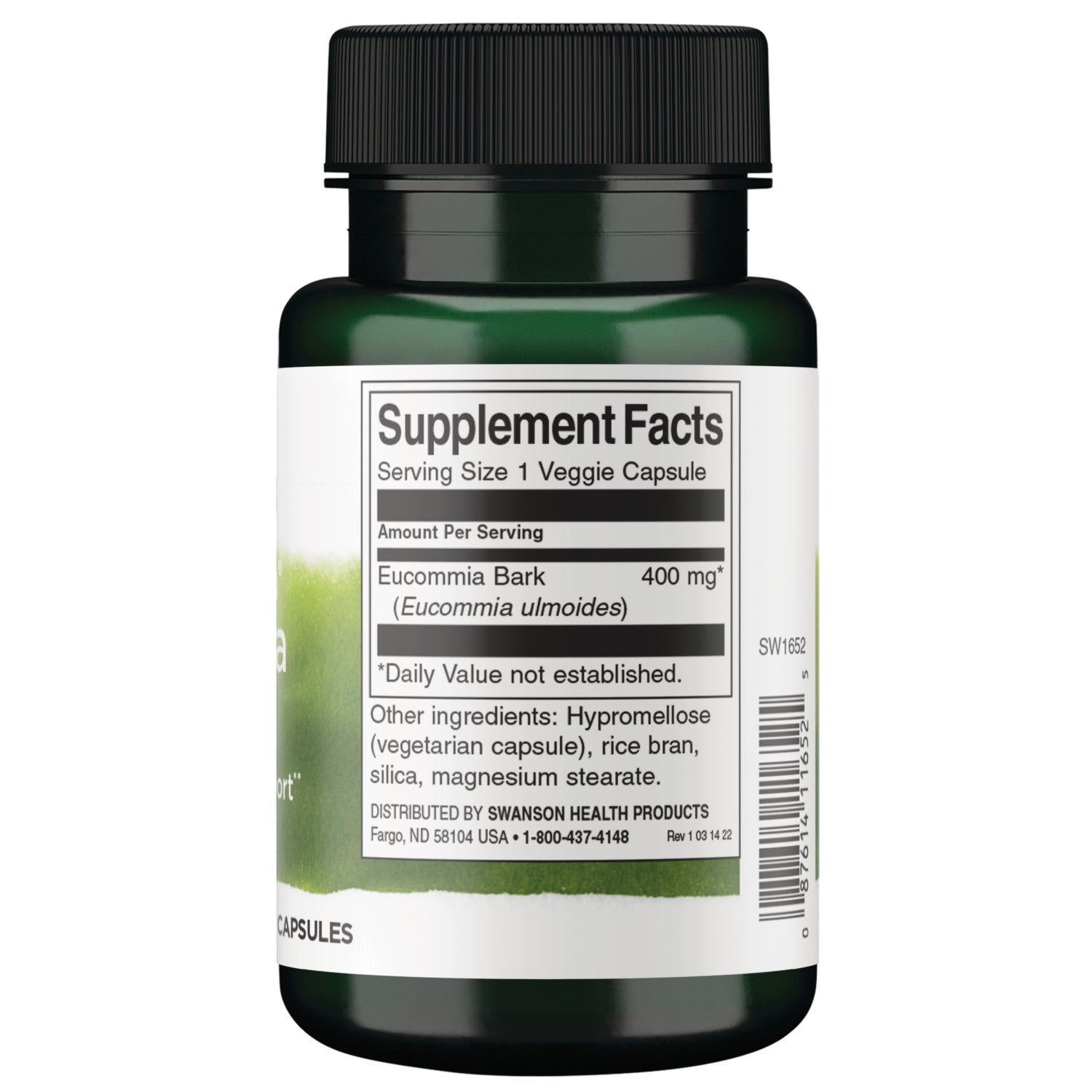 SW1652 | Back label with Supplement Facts