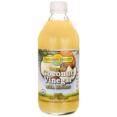 DYH052 | Dynamic Health organic coconut vinegar with mother in clear 16 fl oz bottle