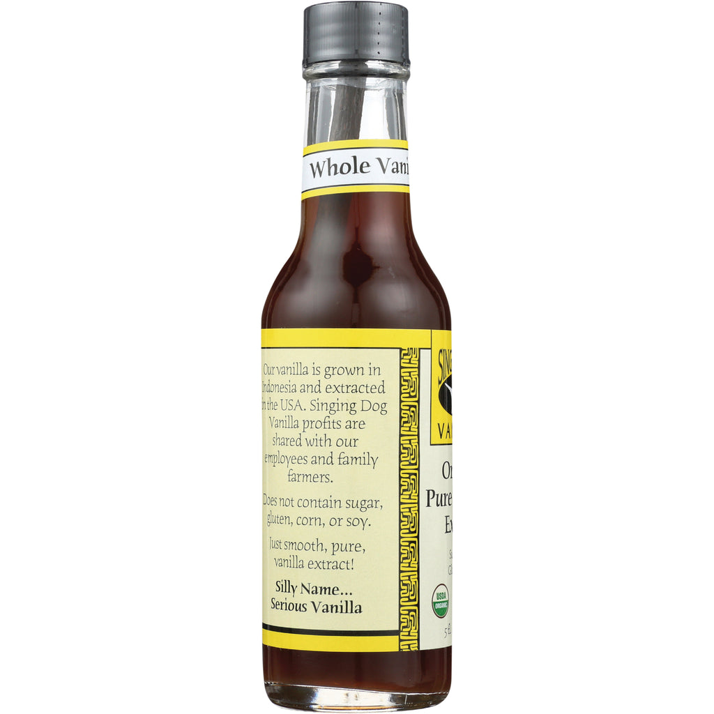 SDV004 | Back label of glass bottle of vanilla extract showing ingredients, product text and USDA organic seal - Thumbnail