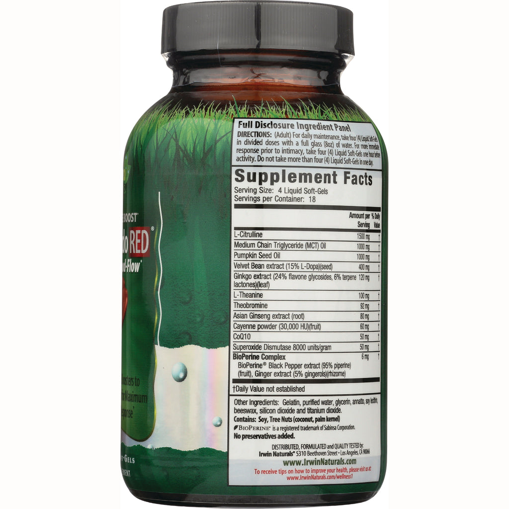 IR077 | Back label showing Supplement Facts panel and full ingredients list on green supplement bottle - Thumbnail