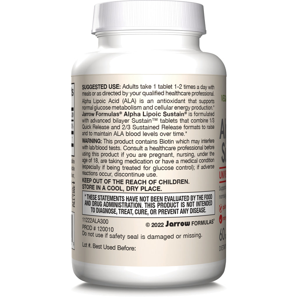JR004 | Back label of white supplement bottle showing suggested use, warnings, and FDA disclaimer - Thumbnail