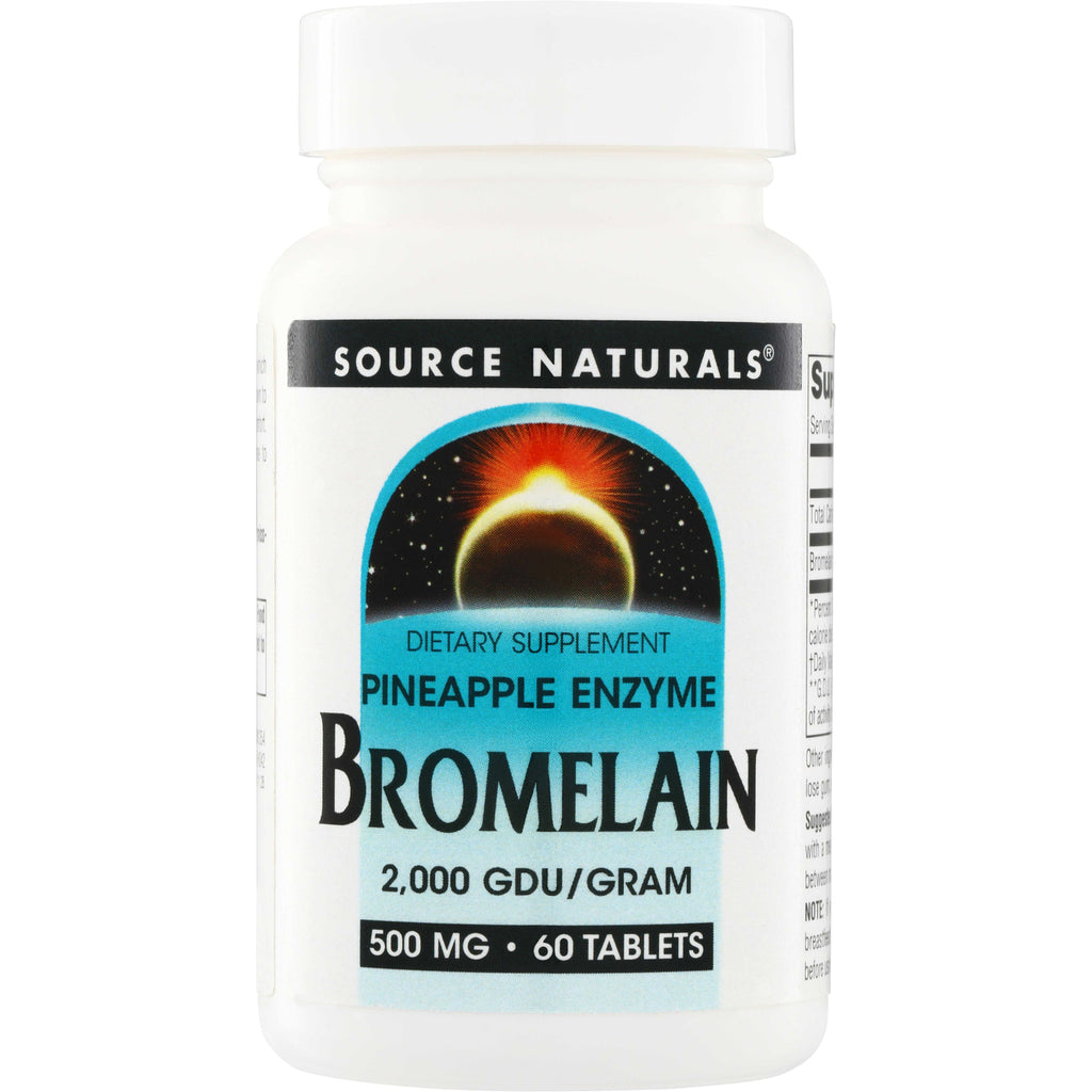 SN231 | Source Naturals Pineapple Enzyme Bromelain 2,000 GDU/Gram, 500 mg, 60 tablets - Thumbnail