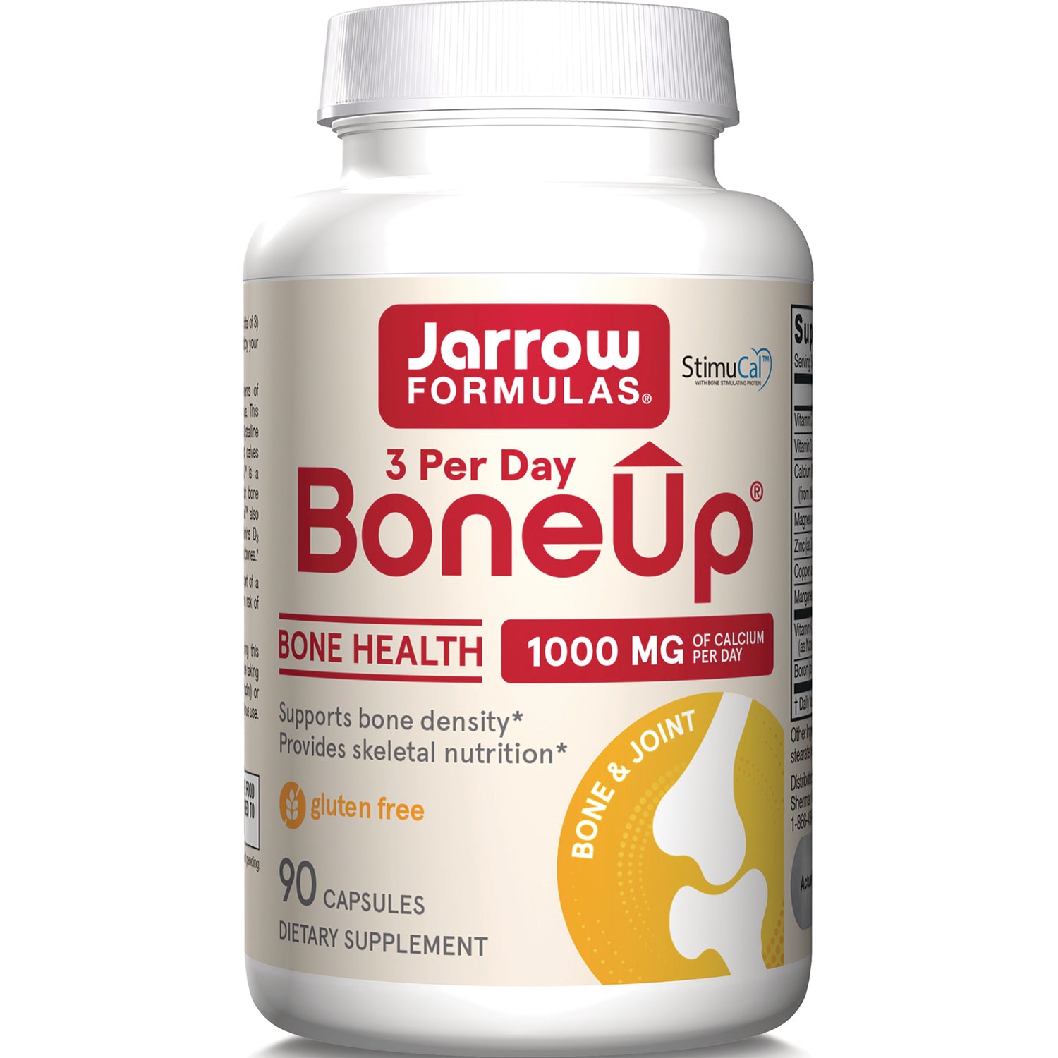 JR244 | Jarrow Formulas BoneUp bottle front label 3 Per Day bone health 1000 MG calcium 90 capsules gluten free
