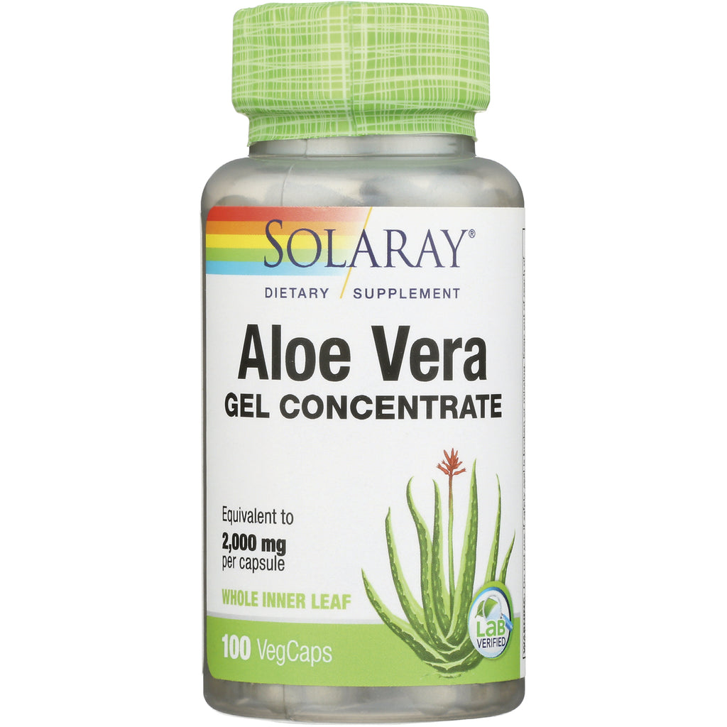 SLR253 | Solaray Aloe Vera Gel Concentrate, 100 VegCaps, equivalent to 2,000 mg per capsule - Thumbnail