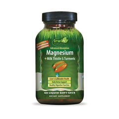 IR302 | Irwin Naturals Magnesium with Milk Thistle & Turmeric bottle, 60 liquid soft-gels front label