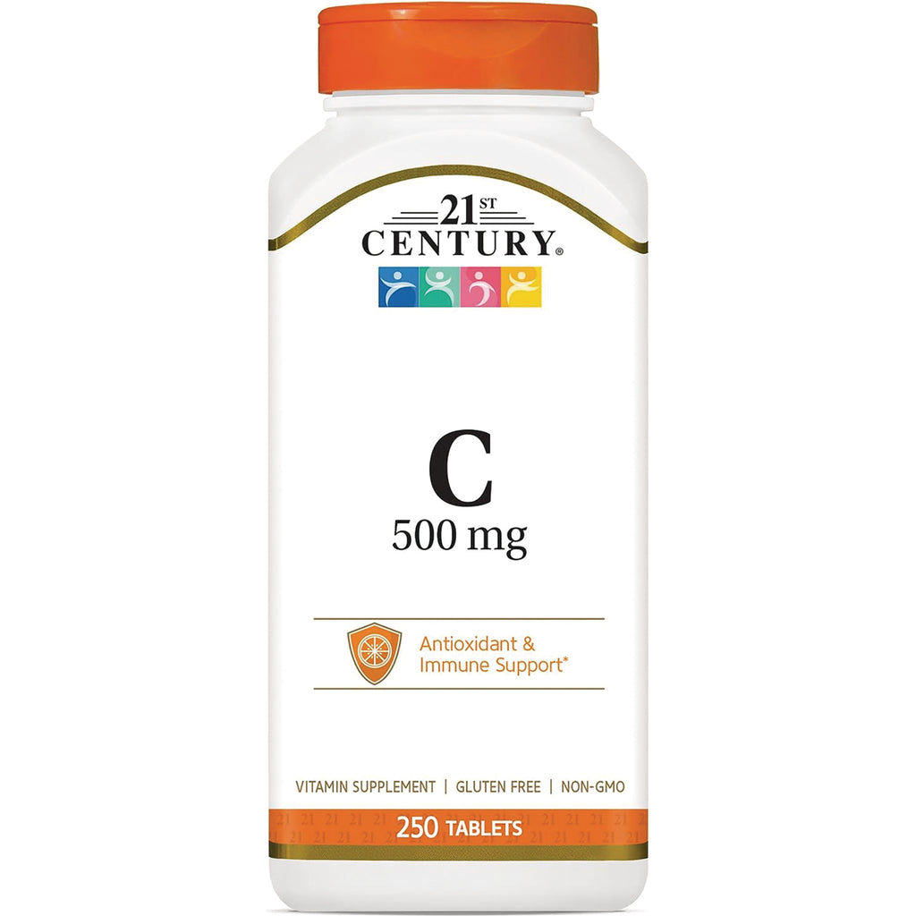 CNT175 | 21st Century Vitamin C 500 mg white bottle with orange cap, 250 tablets, Antioxidant & Immune Support - Thumbnail
