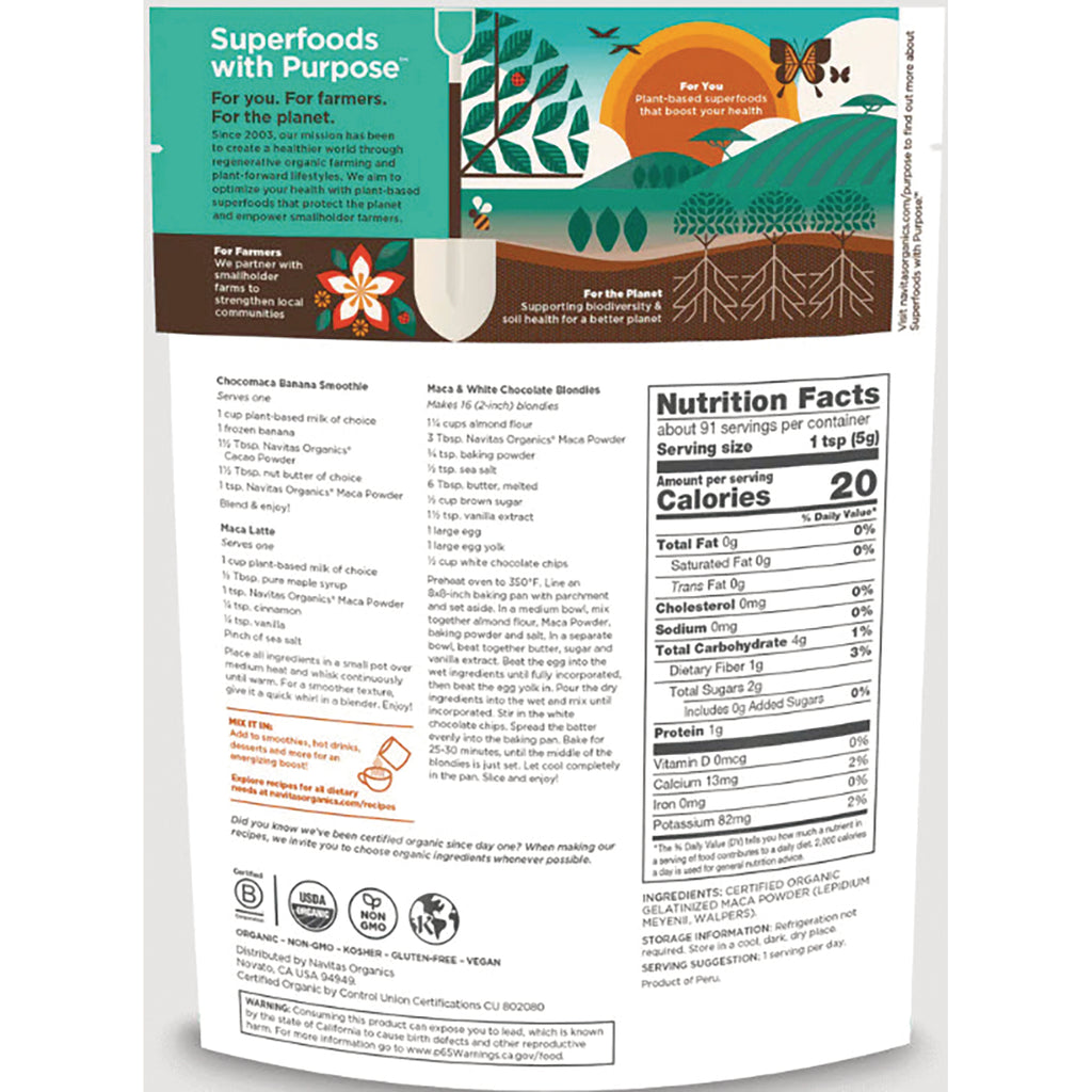 NAV054 | back of product pouch showing Nutrition Facts panel, ingredients, and recipe text - Thumbnail