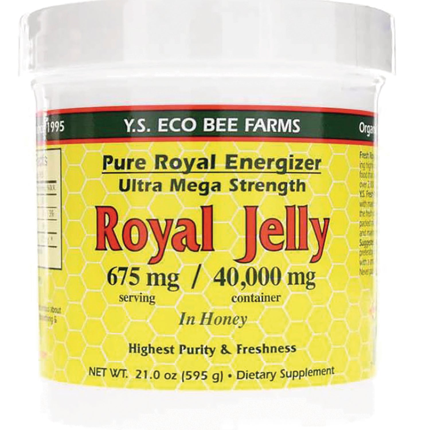 YS002 | Y.S. Eco Bee Farms Royal Jelly in honey, 675 mg per serving, 40,000 mg per container