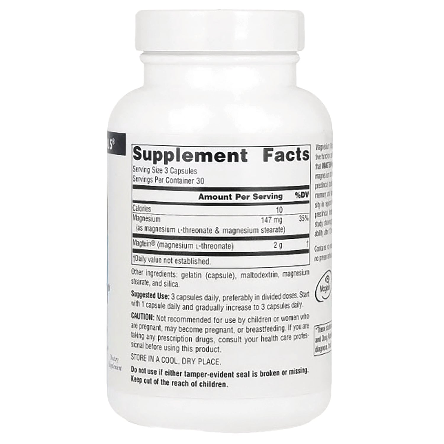 SN546 | Supplement Facts and other ingredients label on supplement bottle