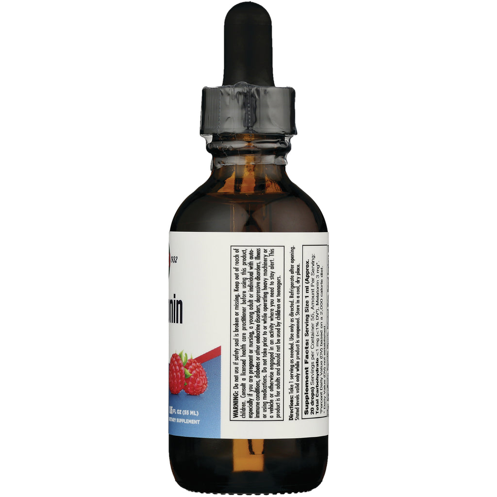 KL543 | amber dropper bottle showing back label with supplement facts panel and raspberry graphic - Thumbnail