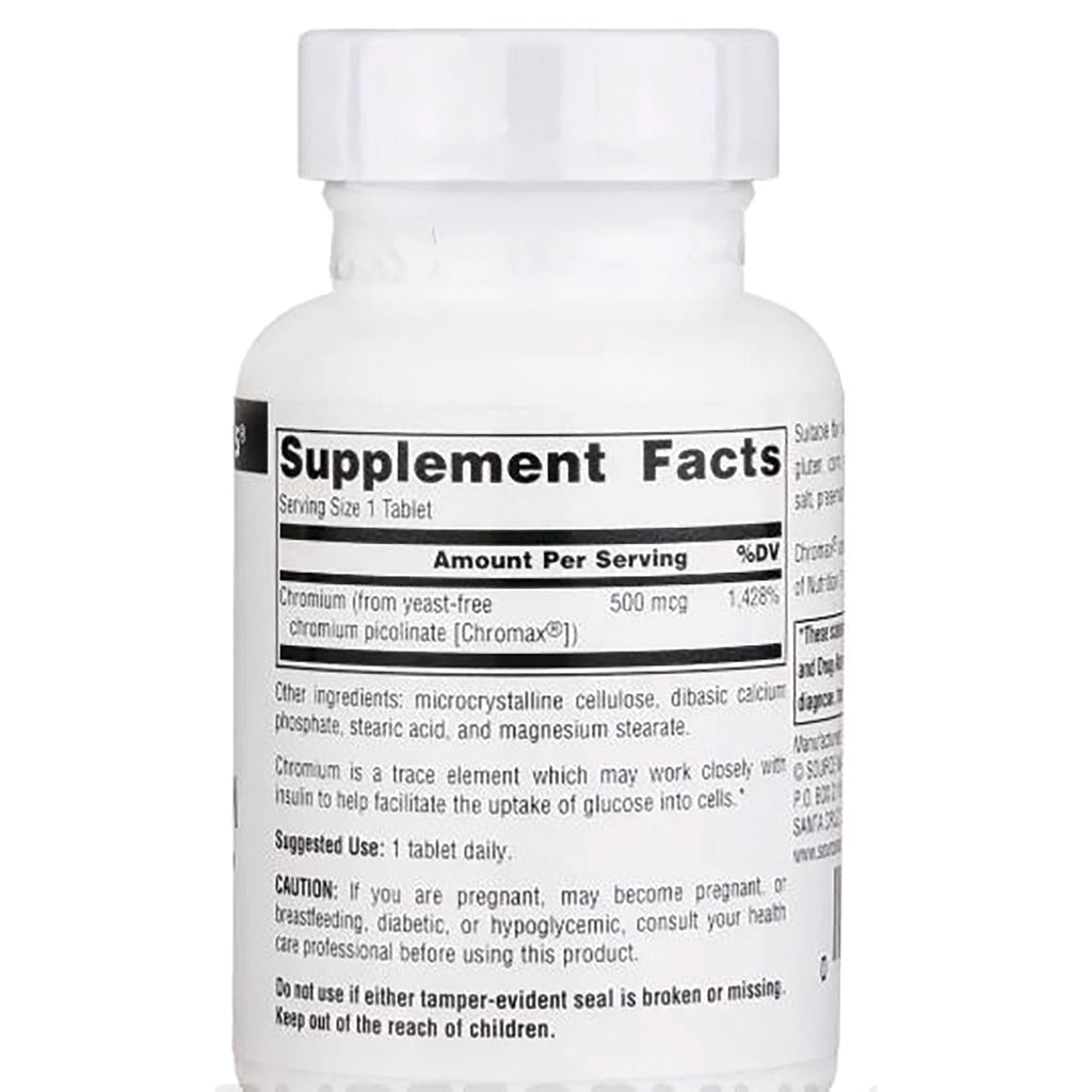 SN267 | Back label with Supplement Facts for Chromium 500 mcg tablets - Thumbnail