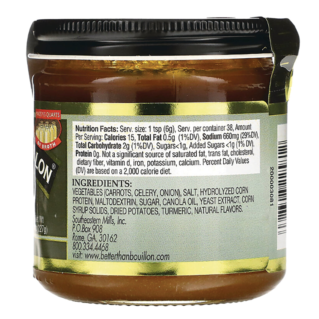 BOU006 | Jar back showing Nutrition Facts label, ingredients list and partial barcode on green label - Thumbnail