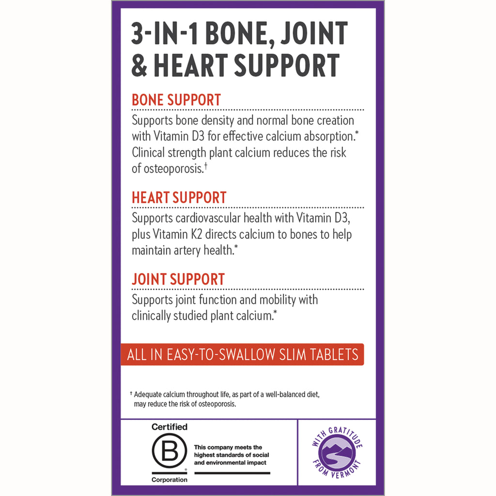 NWC309 | 3-IN-1 BONE, JOINT & HEART SUPPORT infographic listing benefits and noting all in easy-to-swallow slim tablets - Thumbnail