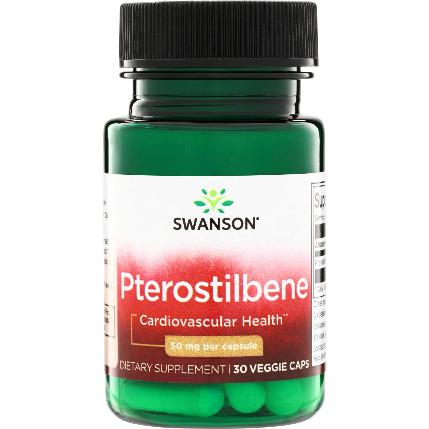 SWU1076 | Swanson Pterostilbene, Cardiovascular Health, 50 mg per capsule, 30 veggie caps