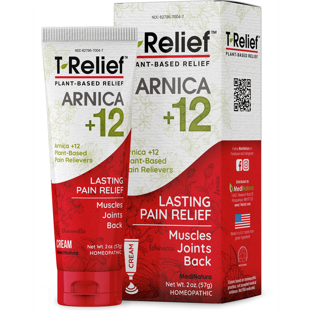 MNA022 | TRelief Arnica +12 cream and box, lasting pain relief for muscles, joints, back