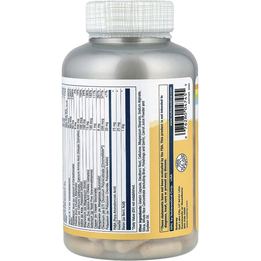 SLR414 | Solaray supplement bottle back label with Supplement Facts panel, ingredients, and barcode - Thumbnail
