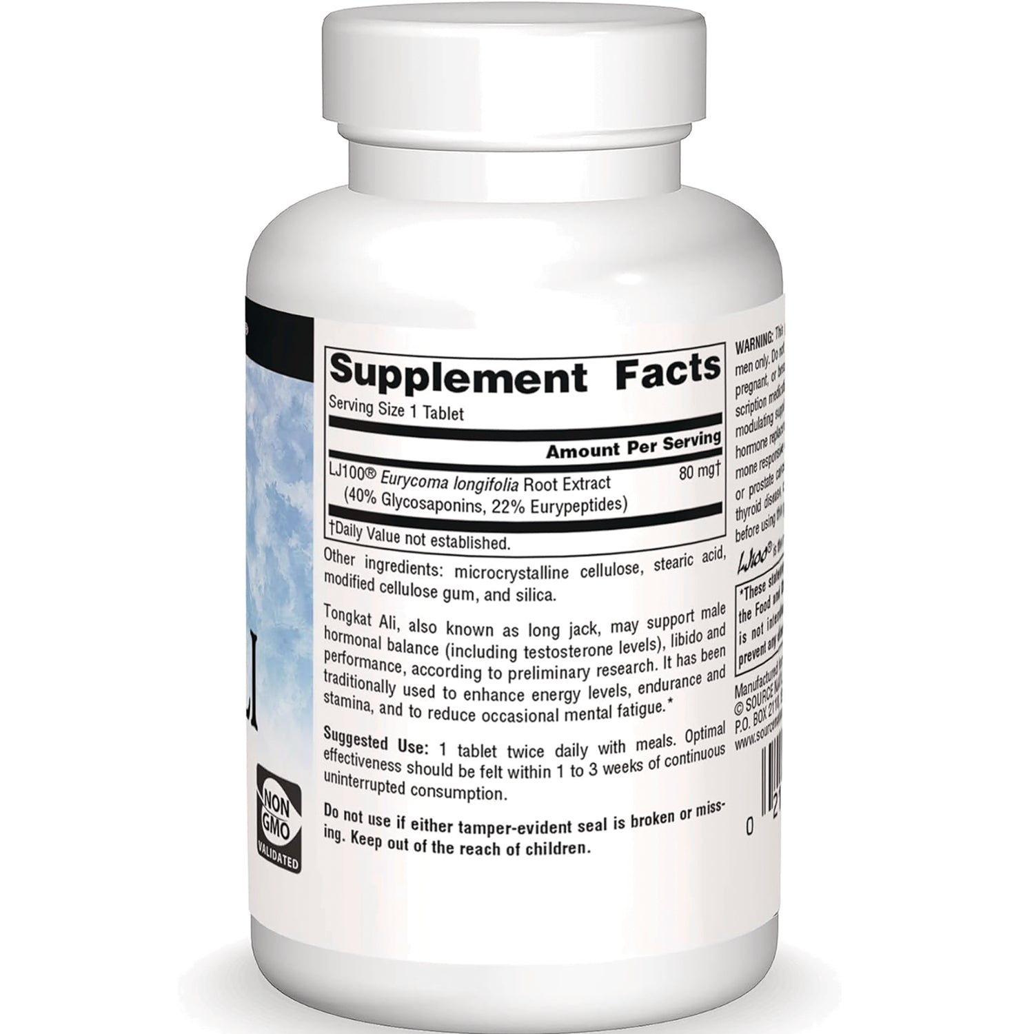 SN365 | Back label with Supplement Facts panel and suggested use on supplement bottle
