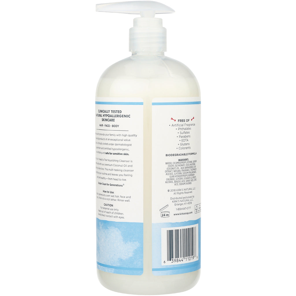 KIR017 | Back label of white pump bottle showing ingredient list, free-of claims, and barcode - Thumbnail