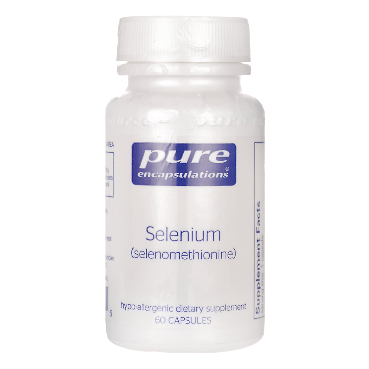 PRN039 | white Pure Encapsulations bottle labeled Selenium (selenomethionine), 60 capsules
