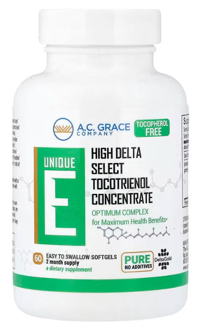 ACG009 | A.C. Grace Unique E High Delta Select Tocotrienol Concentrate, 60 softgels - Thumbnail
