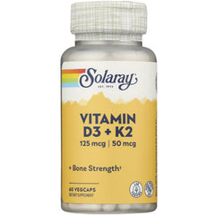 SLR441 | Solaray Vitamin D3 + K2, 125 mcg | 50 mcg, Bone Strength, 60 VegCaps