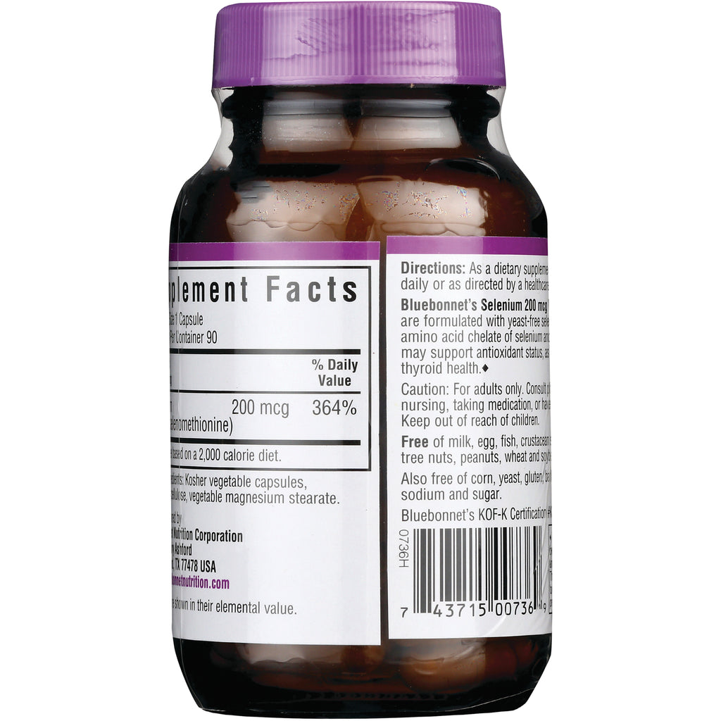 BLU113 | Back of brown supplement bottle showing Supplement Facts panel, directions text and barcode - Thumbnail