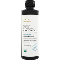 SW999 | Swanson certified organic cold-pressed castor oil, moisturizing, 16 fl oz (473 mL)
