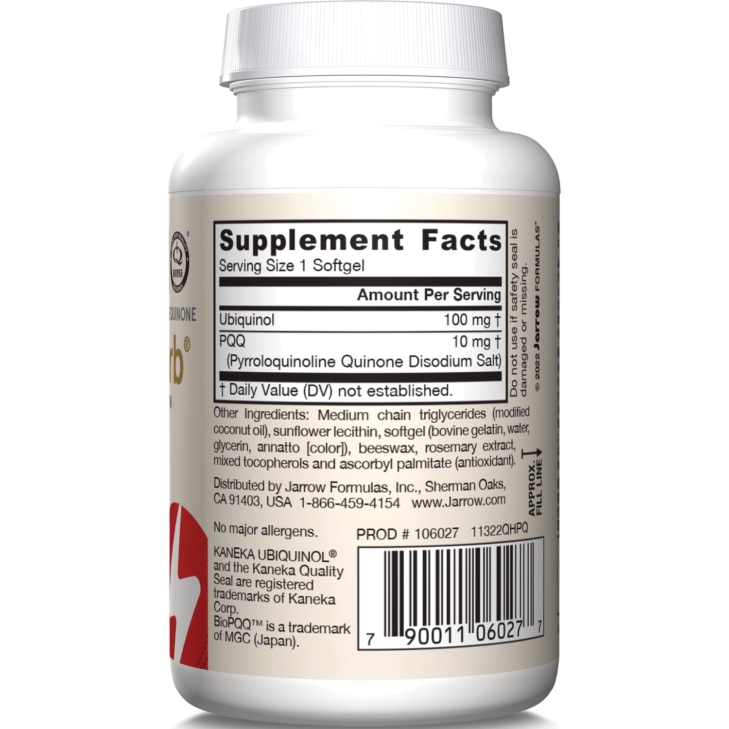 JR269 | Back label of supplement bottle showing Supplement Facts panel, ingredients and barcode