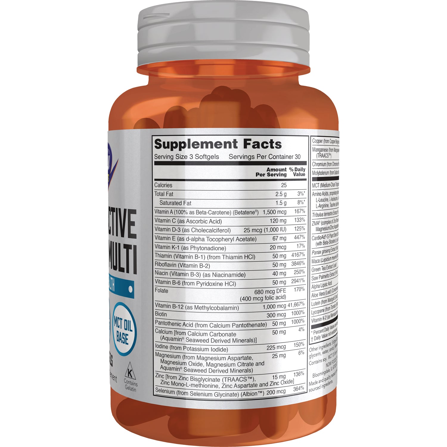 NWF1178 | Back of orange supplement bottle showing Supplement Facts label and ingredient list