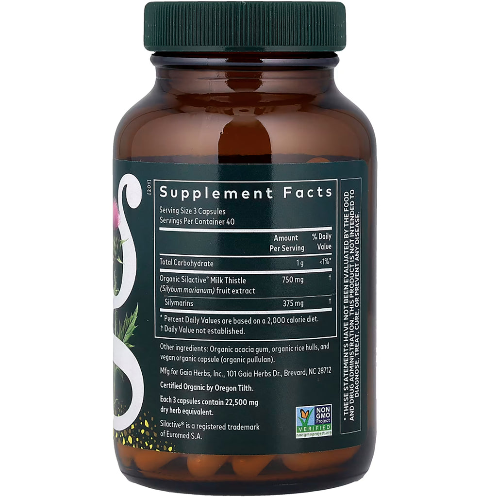 GH077 | Brown supplement bottle back showing Supplement Facts label, USDA ORGANIC badge and capsules visible - Thumbnail
