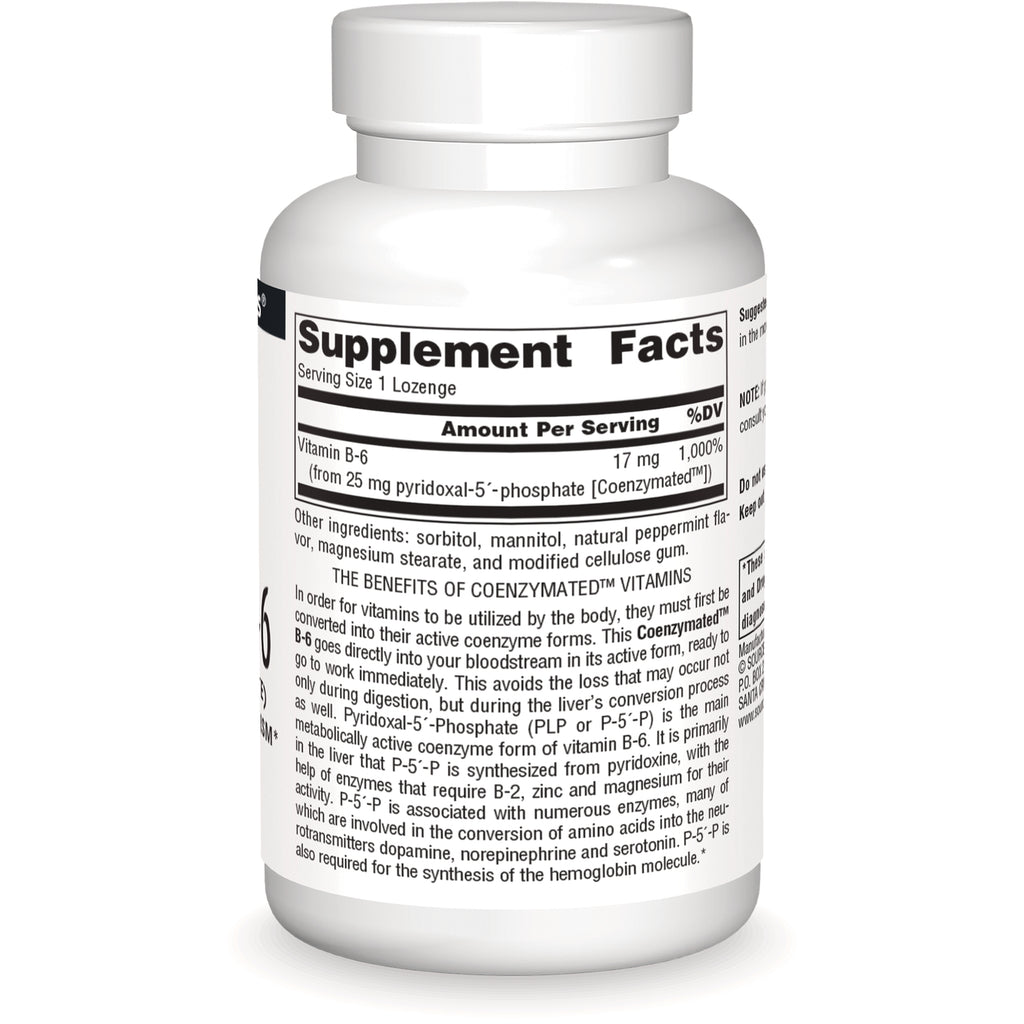 SN335 | Back label with Supplement Facts for vitamin B-6 lozenges - Thumbnail
