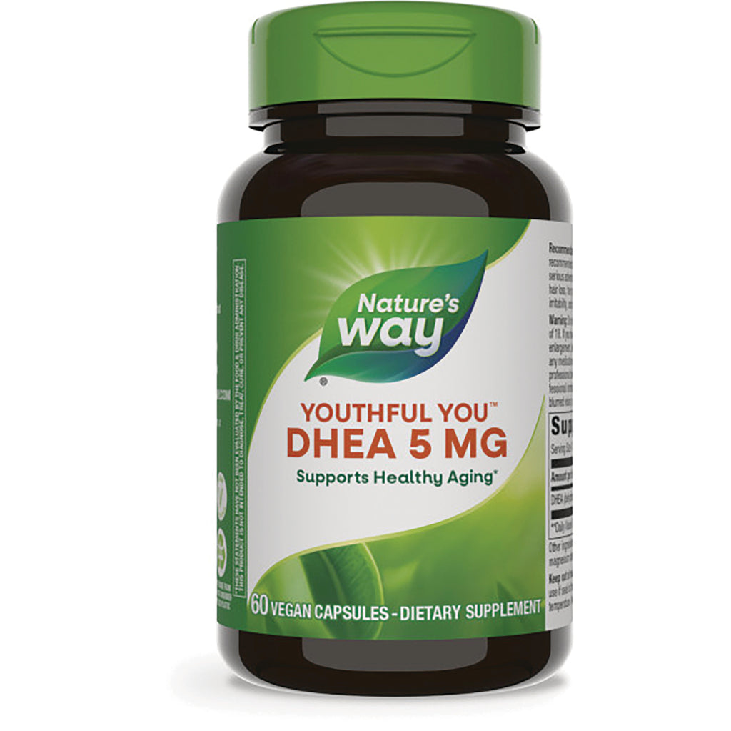 ET438 | Nature's Way Youthful You DHEA 5 MG supplement bottle, 60 vegan capsules - Thumbnail