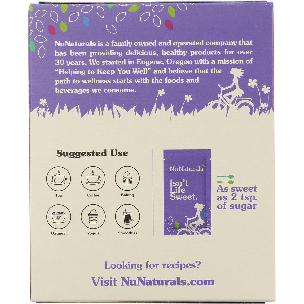 NN046 | NuNaturals product back panel with suggested use icons and text As sweet as 2 tsp. of sugar - Thumbnail